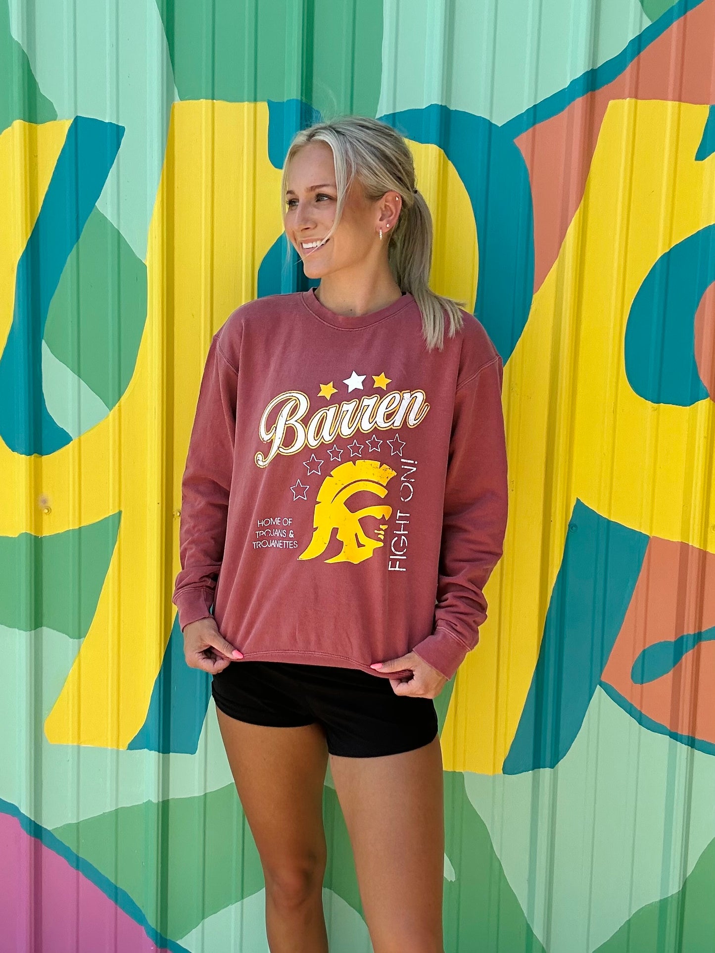 Barren Trojans Fight On Comfort Colors Crewneck