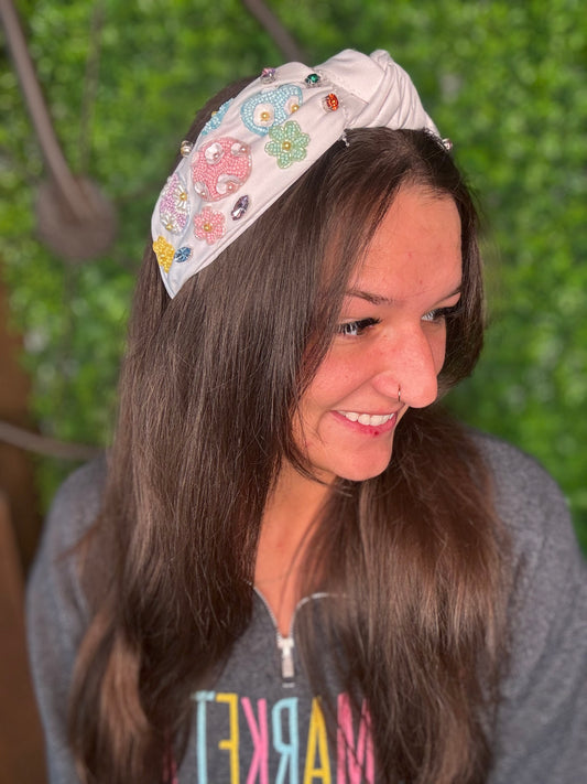 Easter Egg Seed Bead & Rhinestones Headband