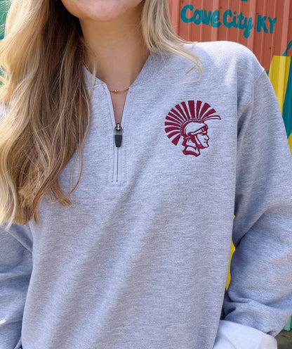 Barren Trojan Embroidered 1/4 Zip Sweatshirt