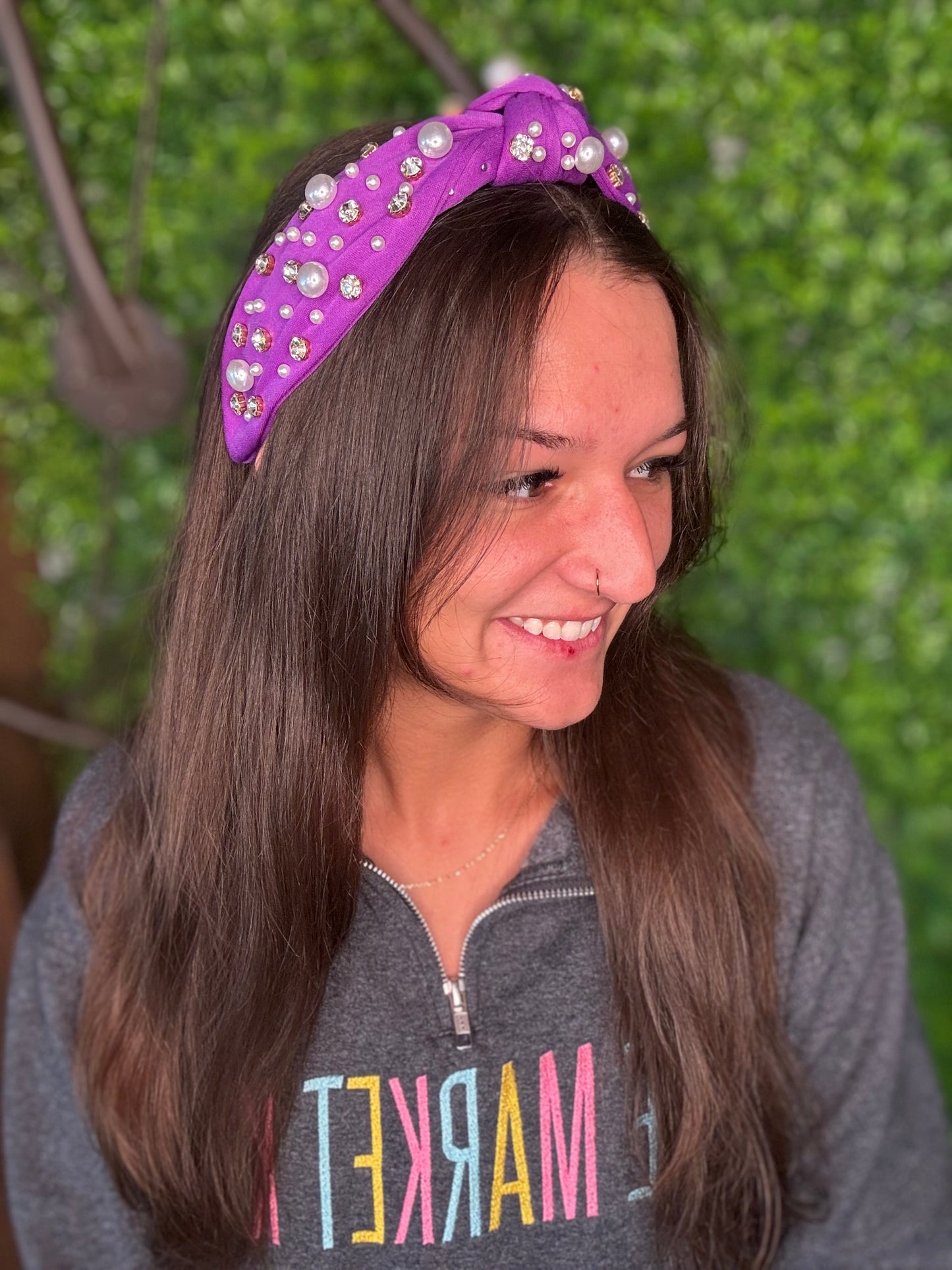 Purple Rhinestone & Pearls Headband