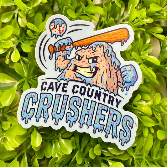 Cave Country Crushers Drip Logo Sticker - Blue