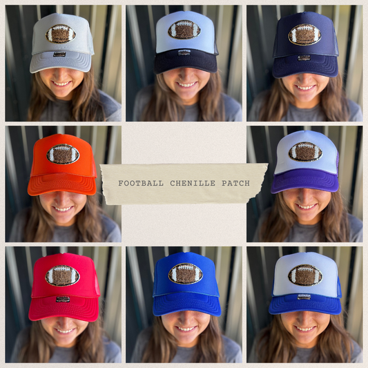 Football Chenille Patch Trucker Hat (Options)