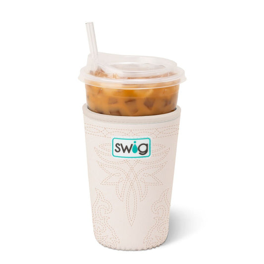Saddle Stitch Cream Swig Iced Cup Coolie (Medium)