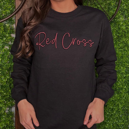 Red Cross Puff Embroidered Sweatshirt