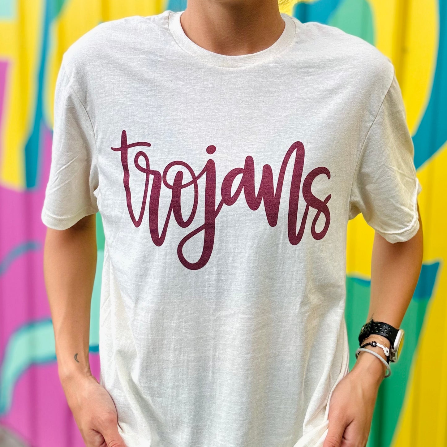 Trojans Script Cream Tee