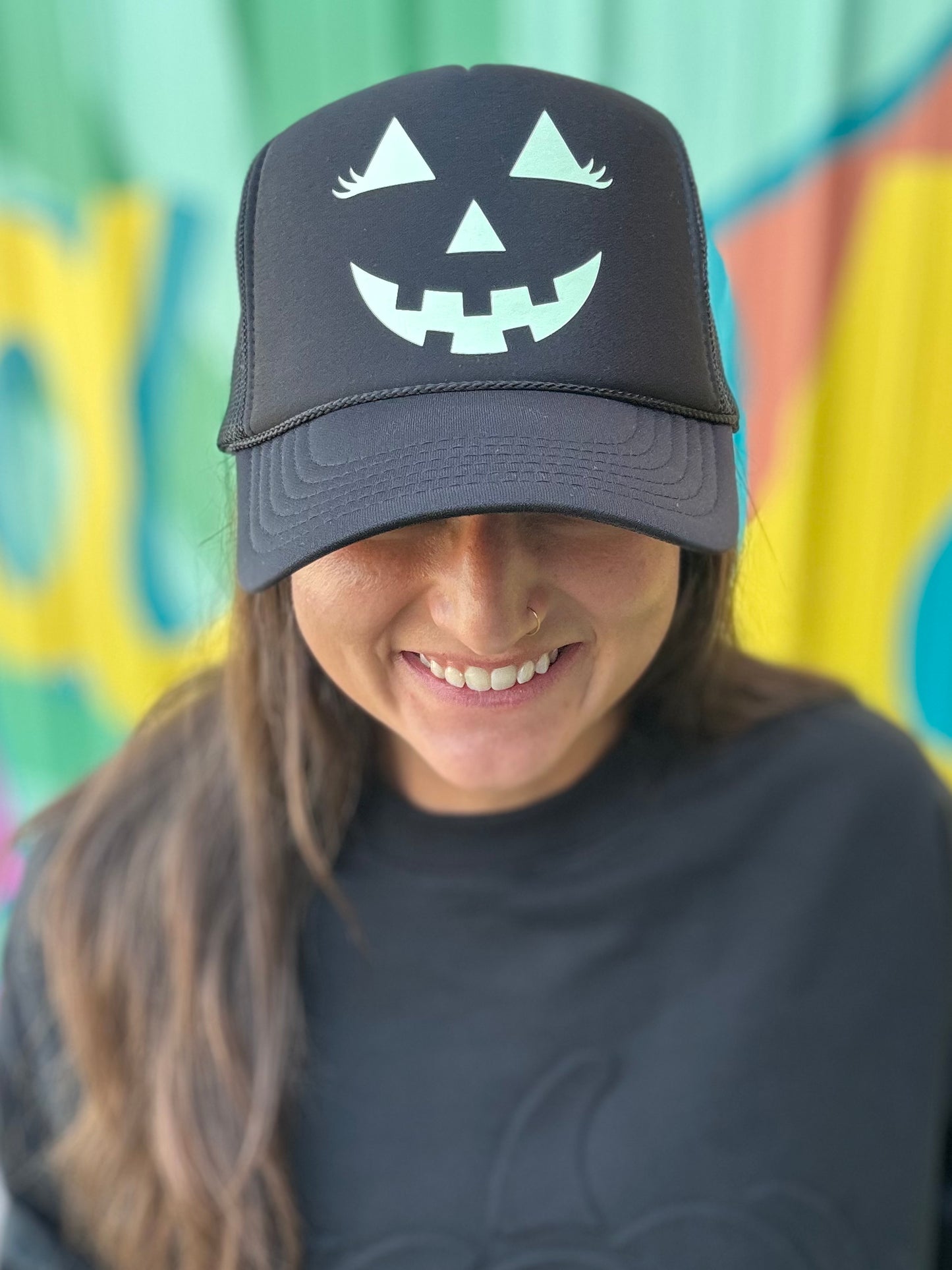 Glow in the Dark Jack-O-Lantern Trucker Hat