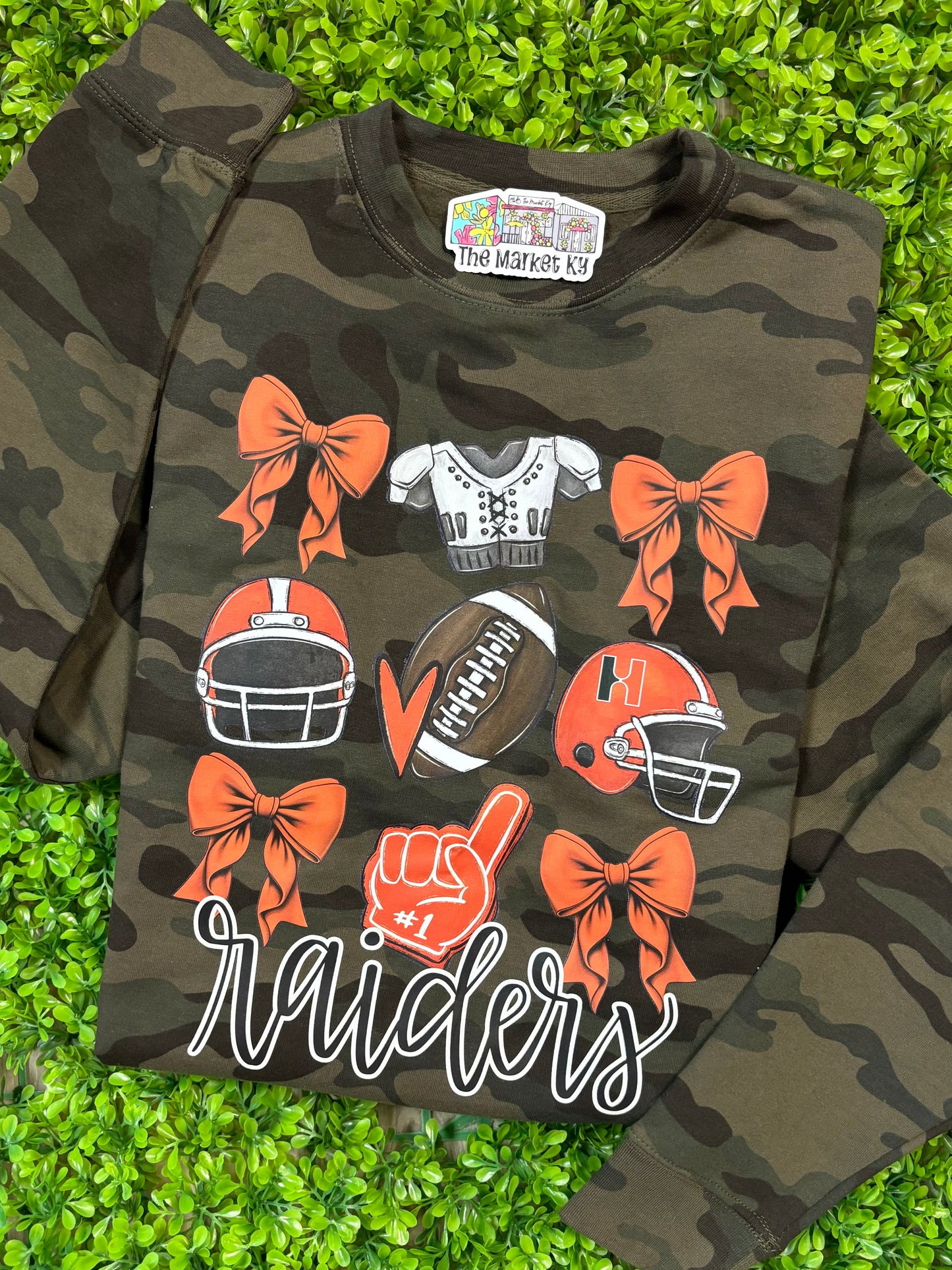 Raiders Football and Bows Camo Sweatshirt