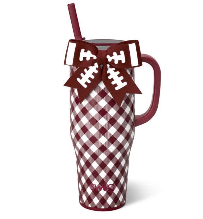 Gameday Gingham Maroon Swig Leakproof To-Go Tumbler 40oz