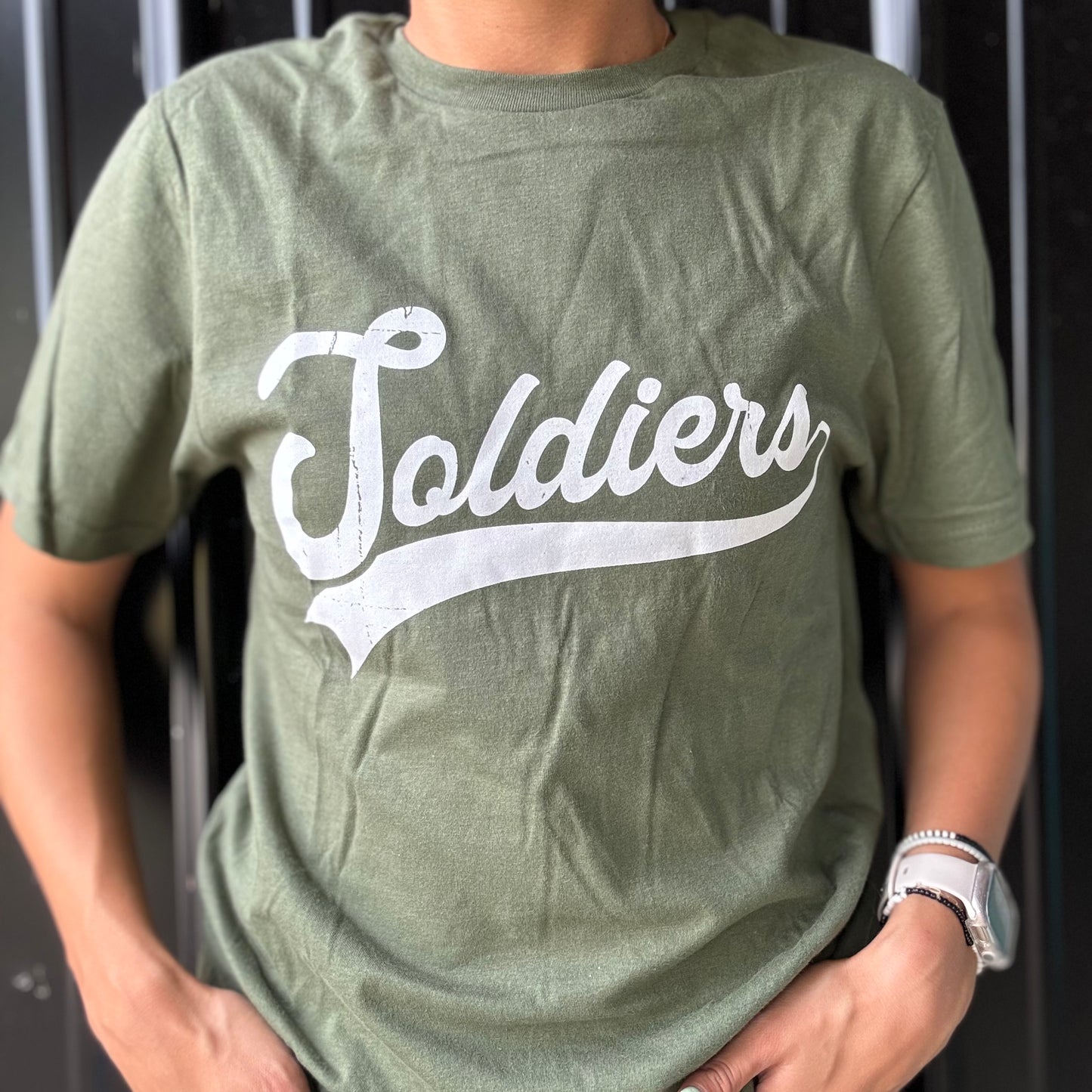 SOKY Soldiers Army Green Script Tee