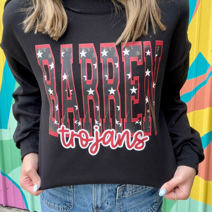 Barren Trojans Star Mock Neck Crewneck - Black