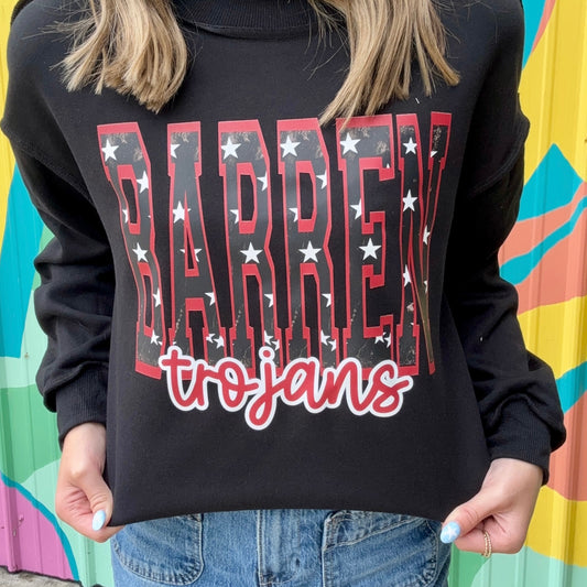 Barren Trojans Star Mock Neck Crewneck - Black