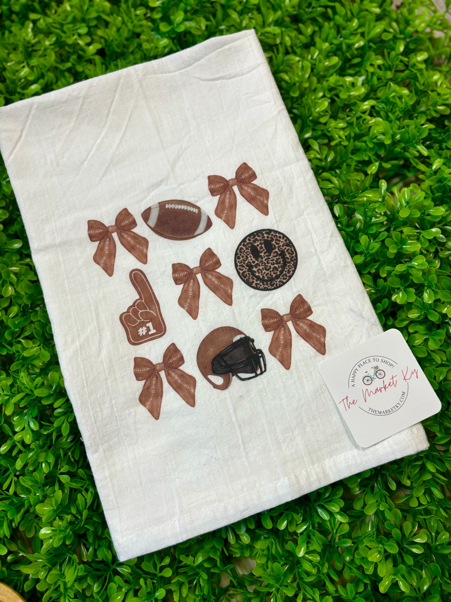 Football Coquette Bows Tea Towel