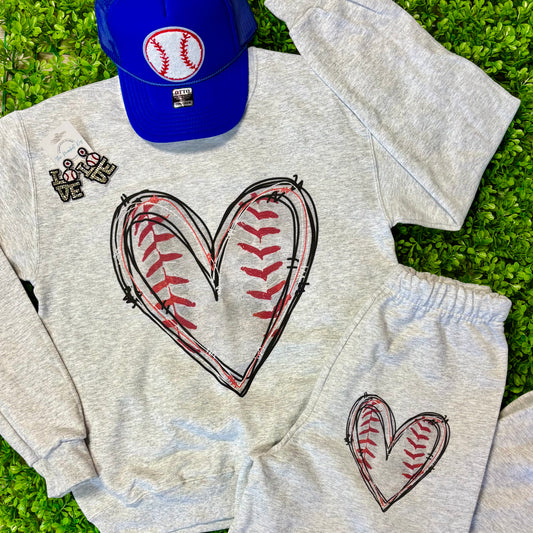 Baseball Heart 2 Piece Lounge Set- Made to Order