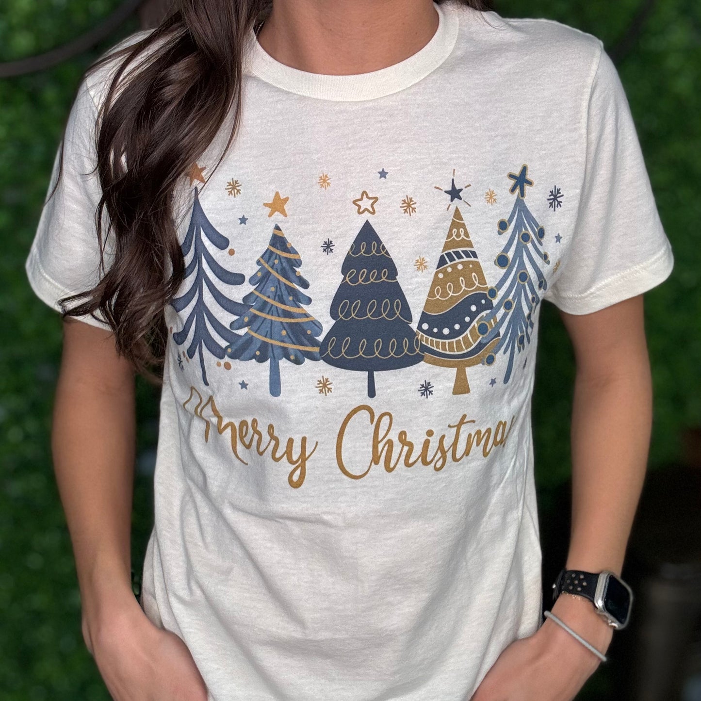 Blue & Gold Merry Christmas Tee