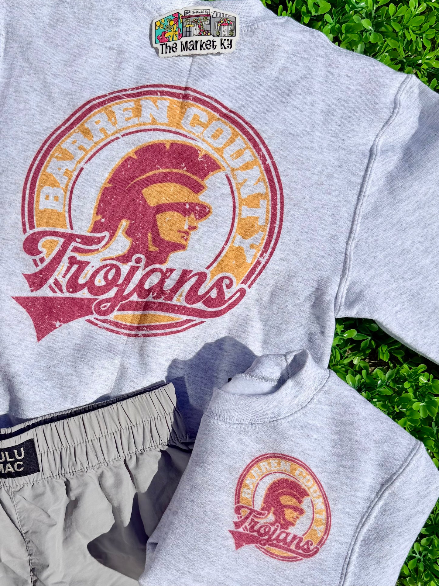 Barren County Trojans Crewneck Sweatshirt: Light Grey (Youth & Adult)