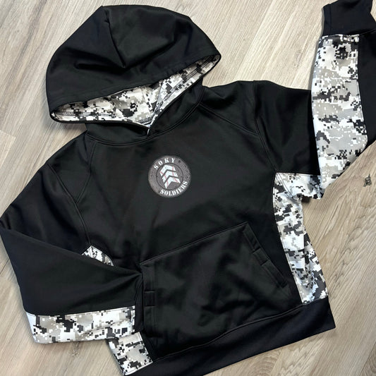 SOKY Soldiers Black Digital Camo Youth Dry Fit Hoodie