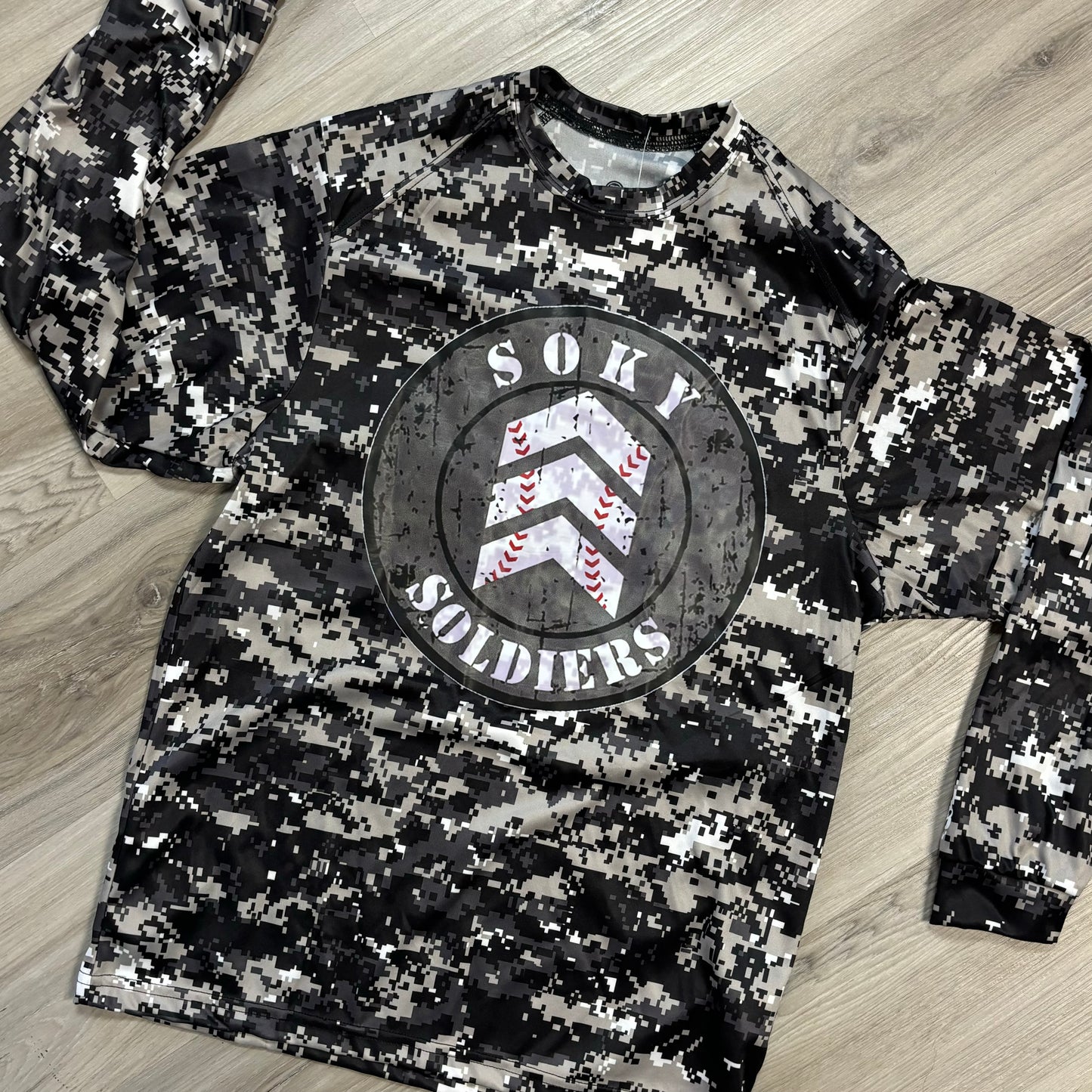 SOKY Soldiers Grey Digital Camo Youth Dry Fit Long Sleeve Tee