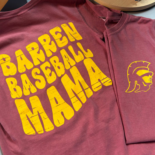 Barren Baseball Mama Front/Back Pocket Print Comfort Colors Tee