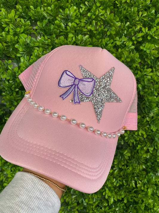 Custom Trucker Hat- Pearls and Bows
