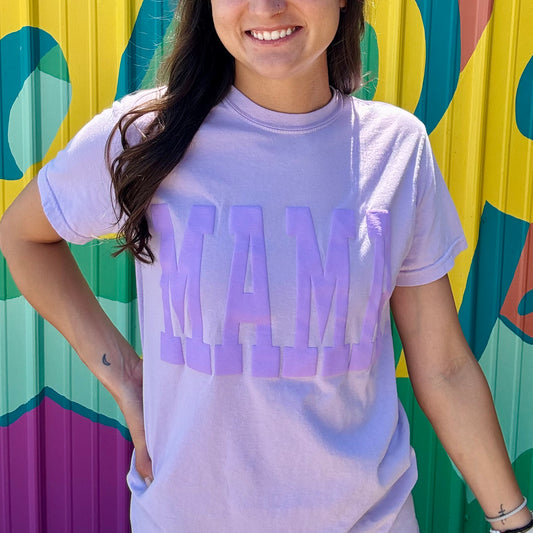 Mama Puff Ink Comfort Colors Tee- Lilac