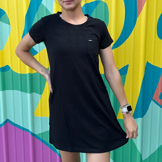 Black Short Sleeve T-Shirt Dress