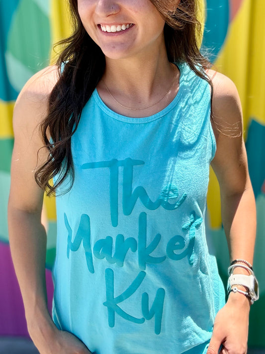 TMK Puff Ink Logo Comfort Colors Tank Top- Aqua