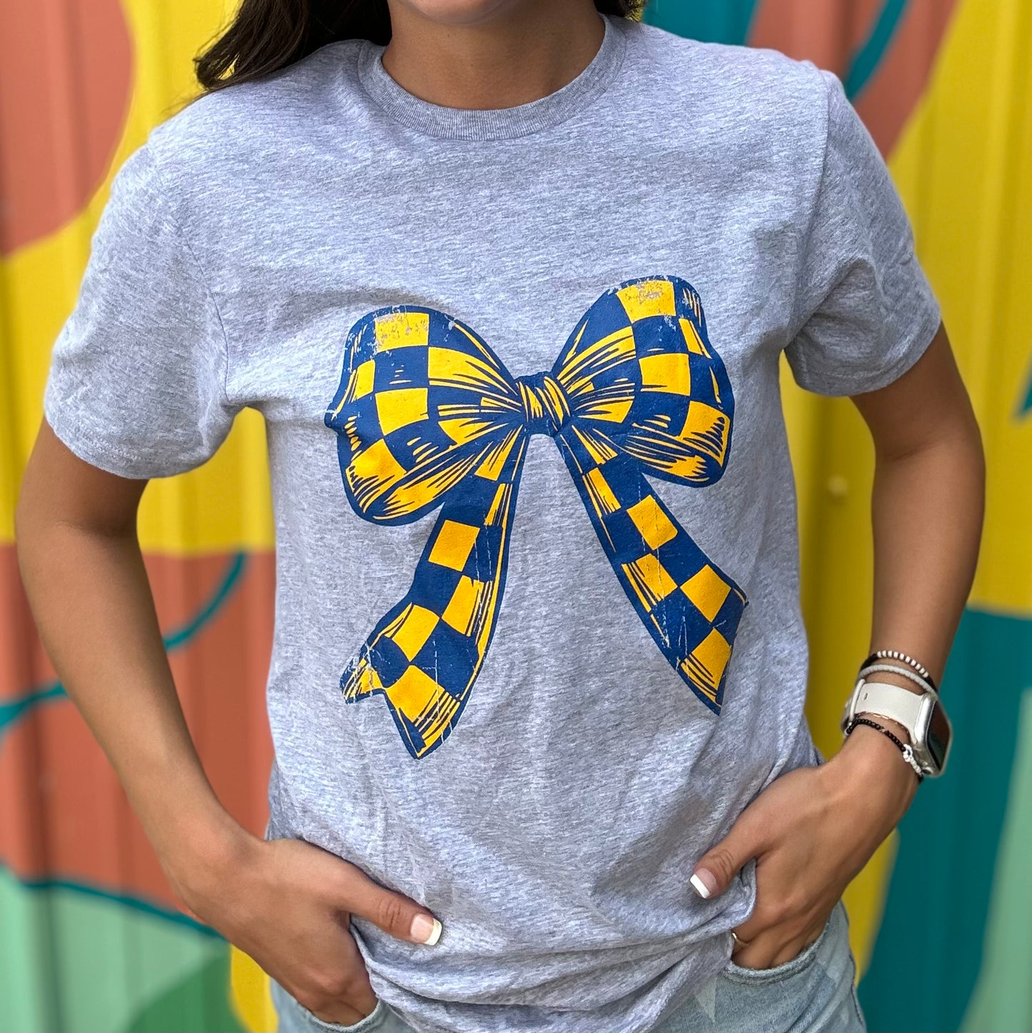 Blue & Yellow Bow Tee