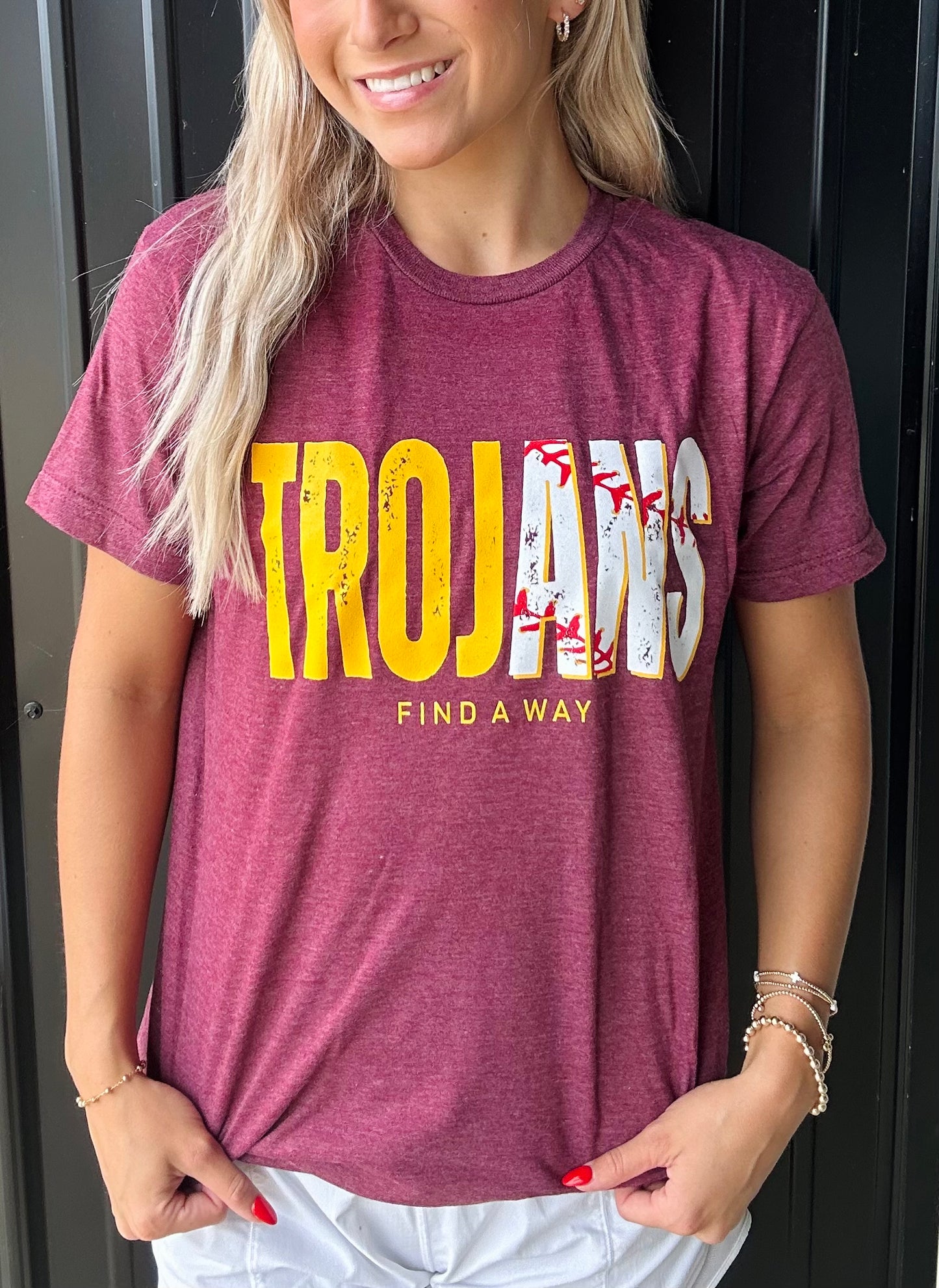 Trojans Find A Way Baseball Tee