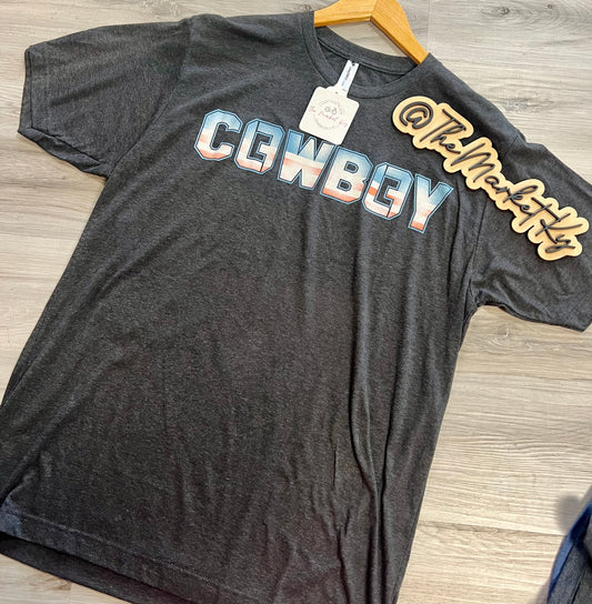 Lane Frost Brand — Heathered Graphite “Cowboy” Short Sleeve T Shirt