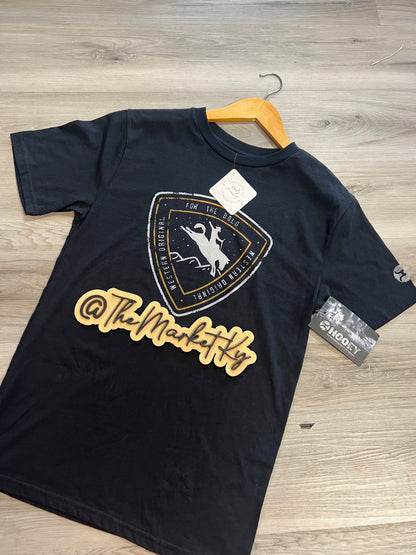 Hooey Men’s “Summit” Black Crew Neck Short Sleeve with Yellow/White Logo
