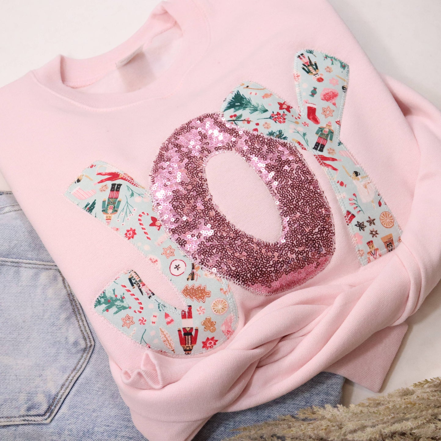 Joy Nutcracker Christmas Patchwork Sweatshirt