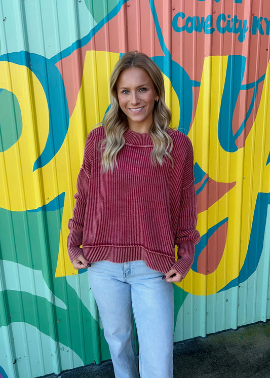 For Good Reason Burgundy Pullover