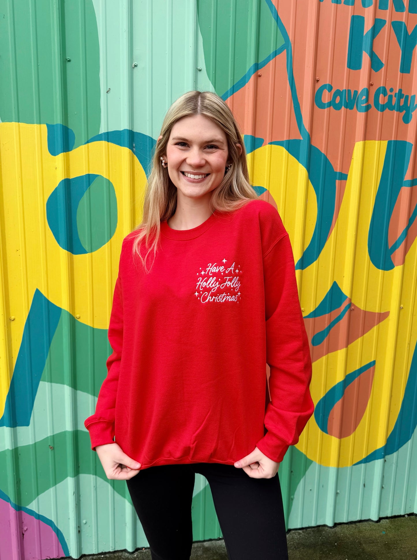 Holly Jolly Christmas Embroidered Sweatshirt