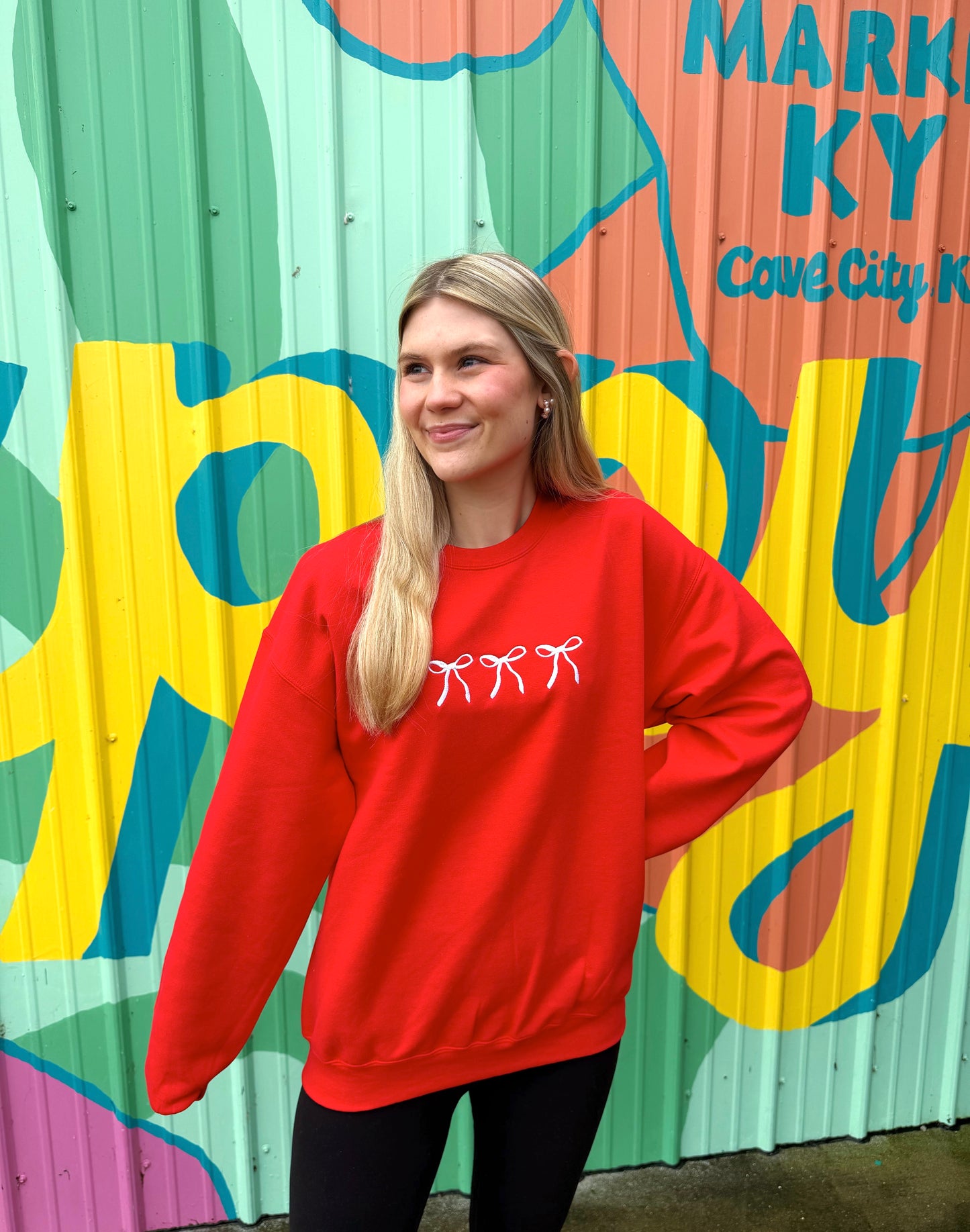 Dainty Bow Embroidered Crewneck | Embroidered Sweatshirt
