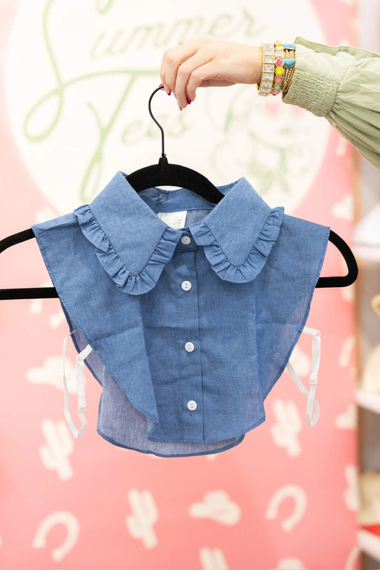 Denim Ruffle Adjustable Collar