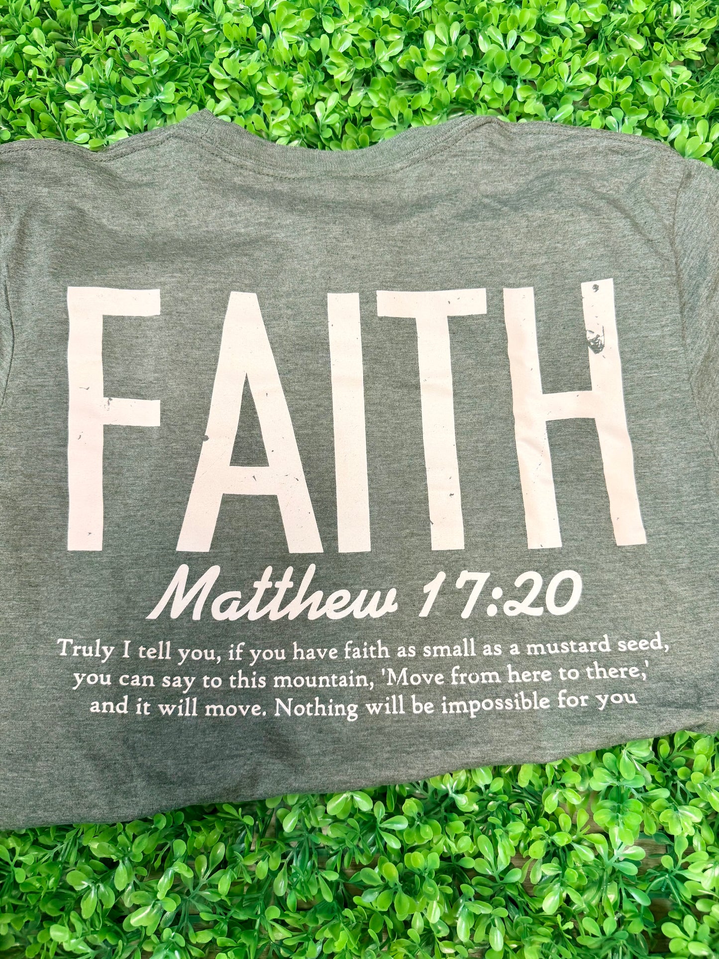 Matthew 17:20 | Heather Military Green | Mens Tee