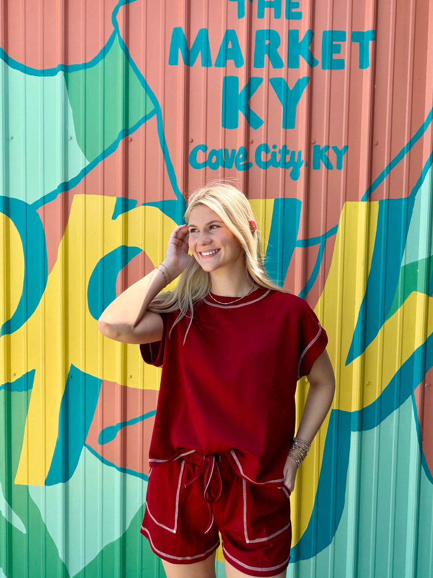 Scuba Contrast Stitch Game day Lounge Set: Maroon
