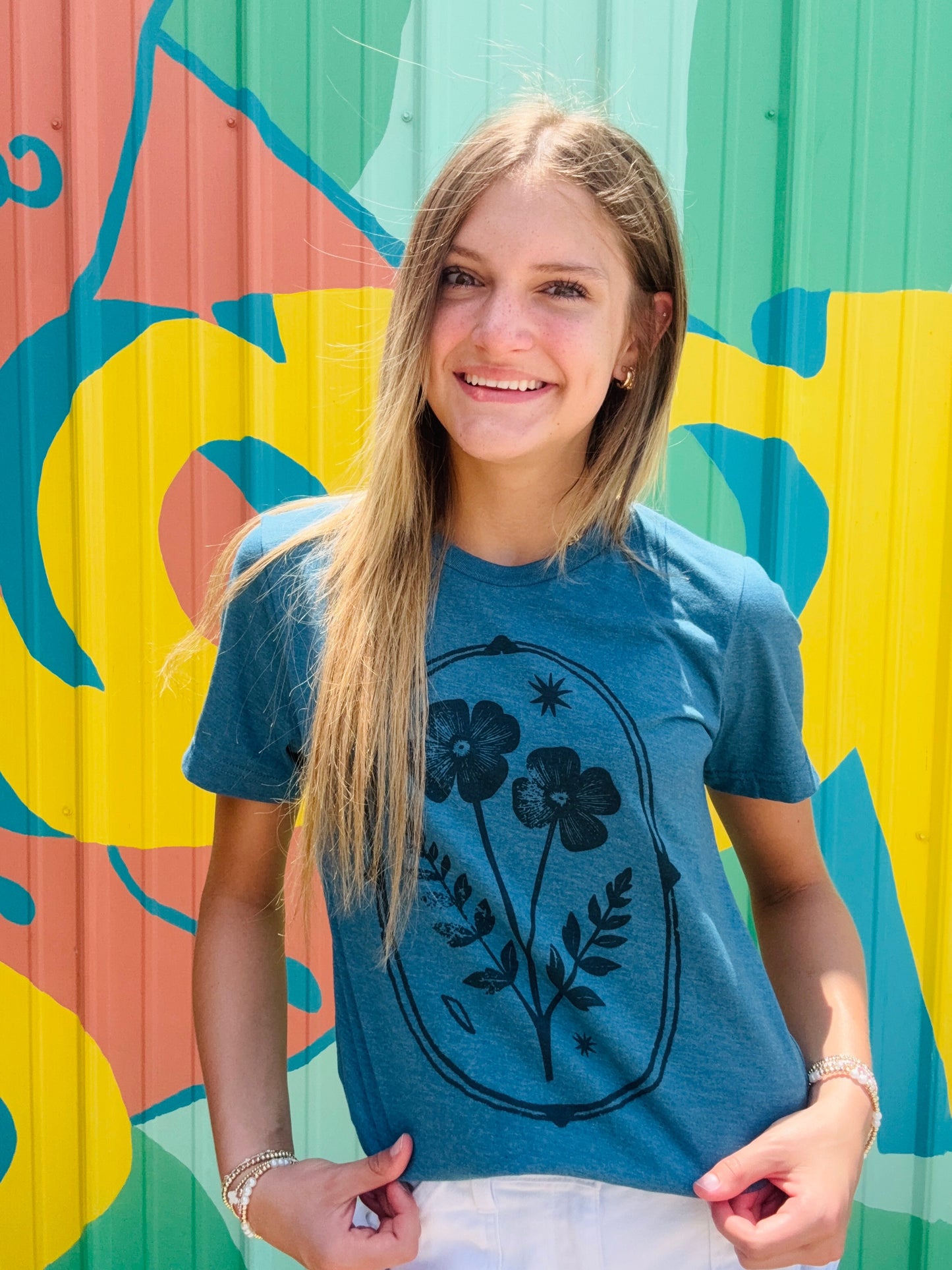 Wildflower Bloom Tee - Dark Blue