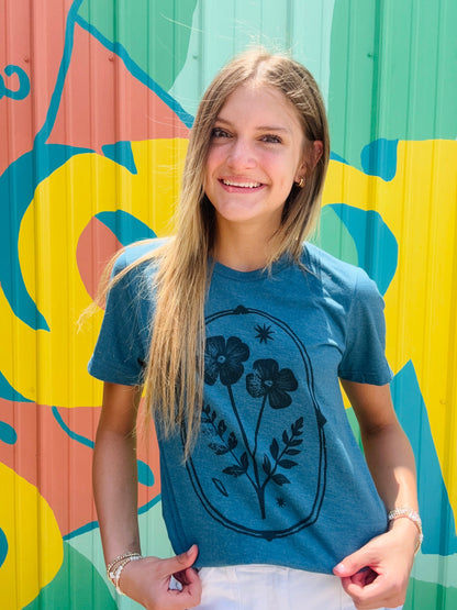 Wildflower Bloom Tee - Dark Blue