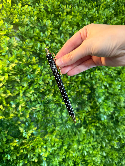 LuluMac Pen - Black & White Polka Dot