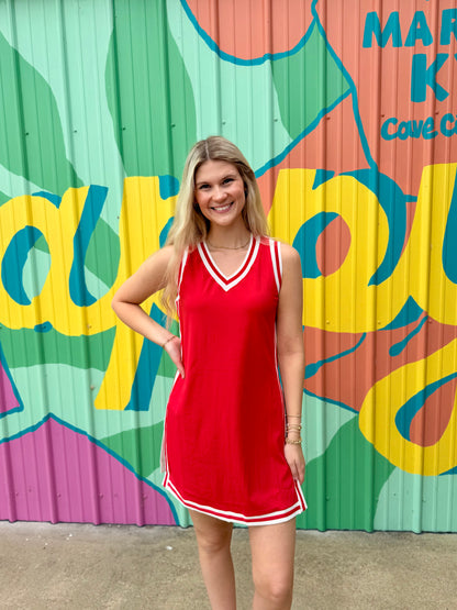 Sideline Tunic Biker Set: Red & White