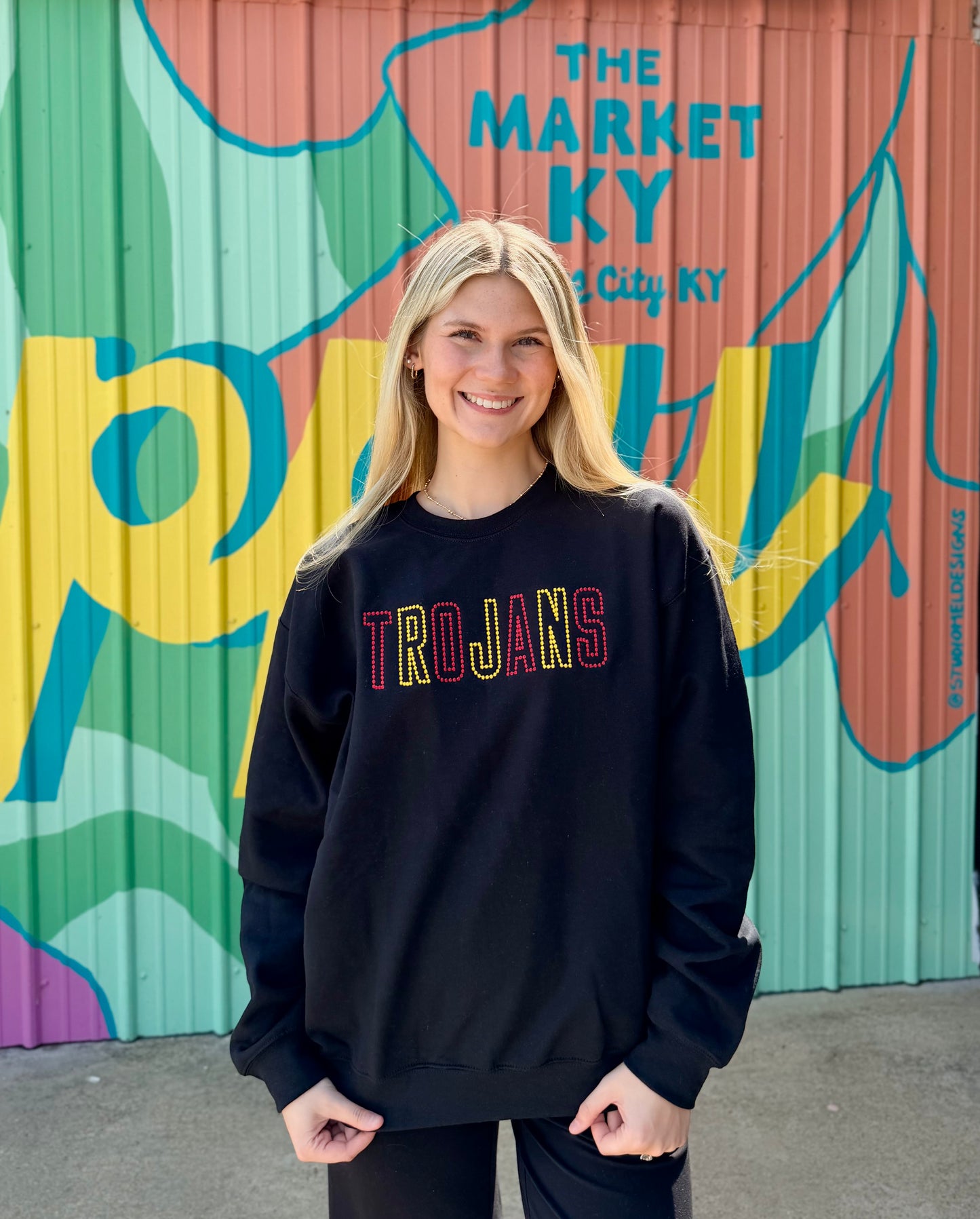 Trojans Spirit Stud Embroidered Sweatshirt - Black