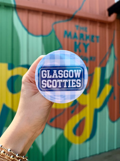 Glasgow Scotties Blue & White Gingham Button