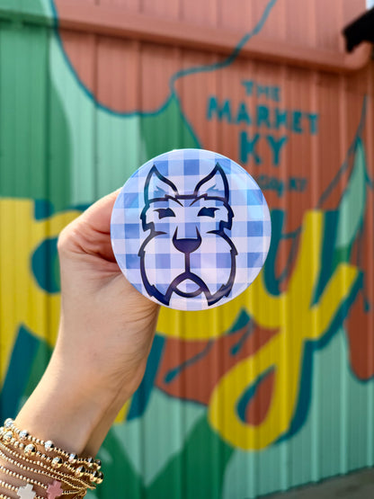 Scottie Dog Blue & White Gingham Button