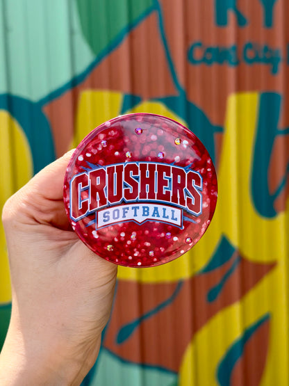 Cave Country Crushers Softball Rhinestoned Button