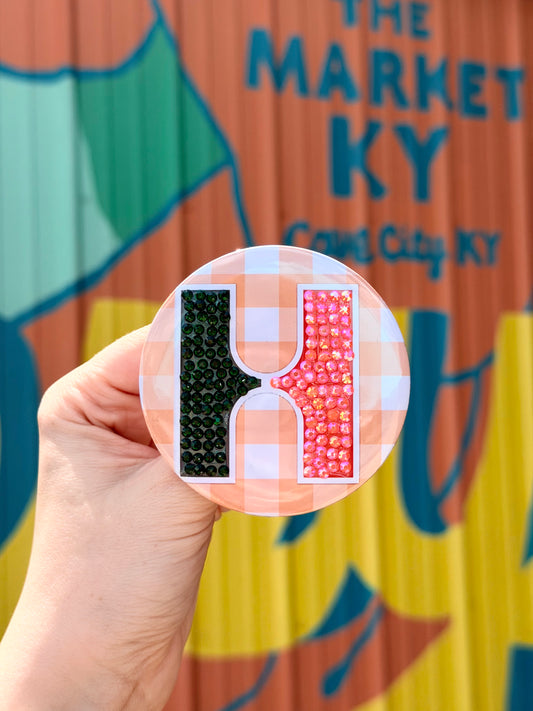 The H Rhinestoned Button