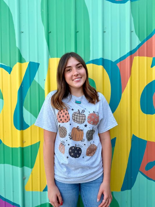 Fall Pumpkin Doodle Collage Tee