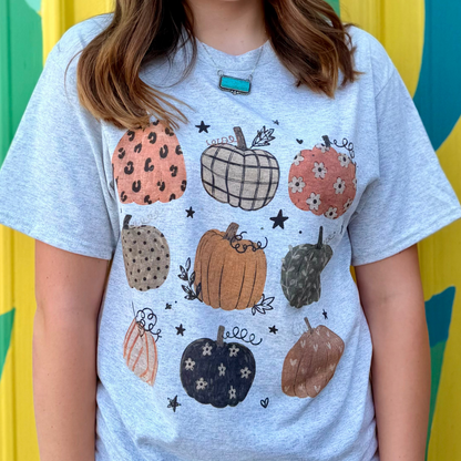Fall Pumpkin Doodle Collage Tee