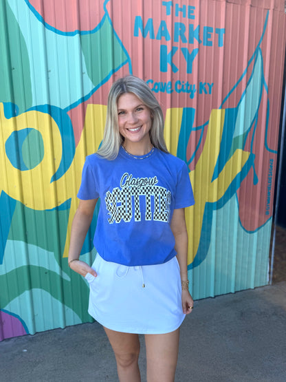 Checkered Glasgow Scotties Comfort Color Tee - Blue (Adult & Youth)