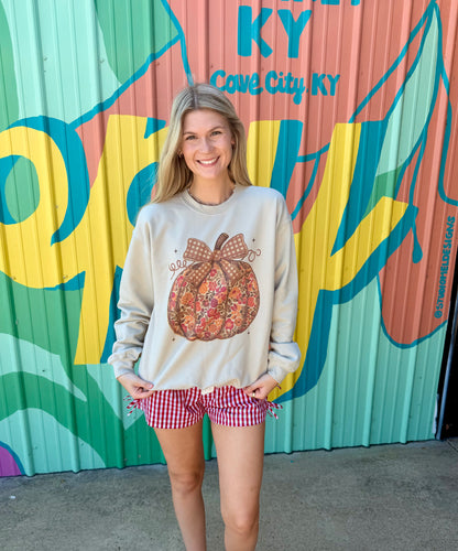 Fall Floral Coquette Pumpkin Sweatshirt Crewneck